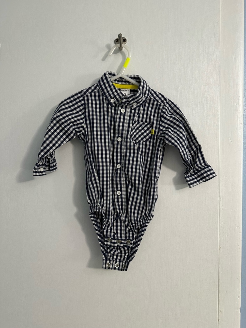 Carter's Navy & White Gingham Button-Front One-Piece